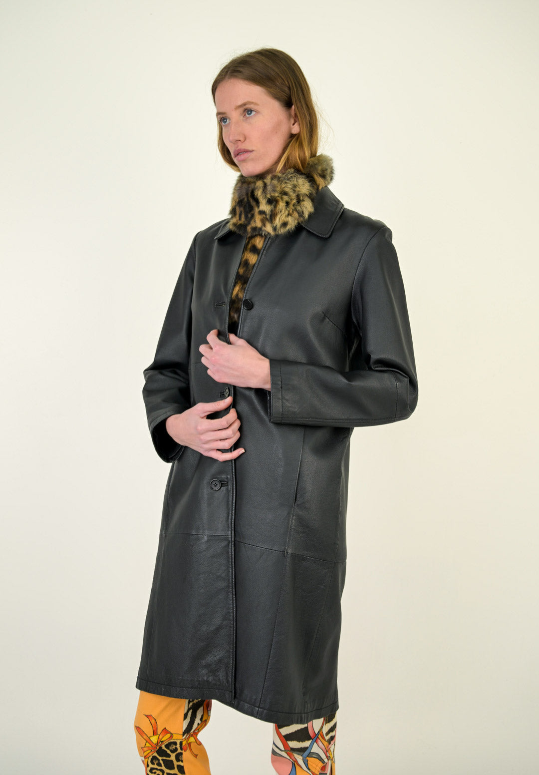 Sable Leather Panel Coat