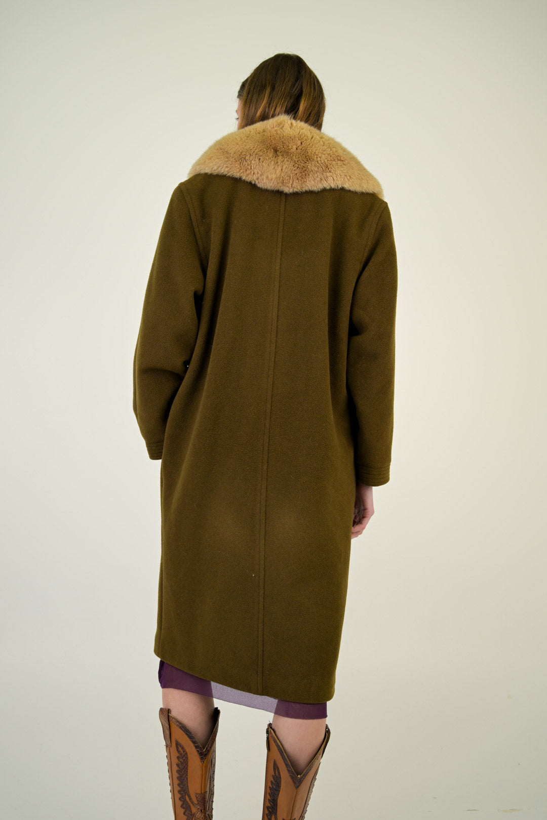 Fox Fur Olive Wool Coat