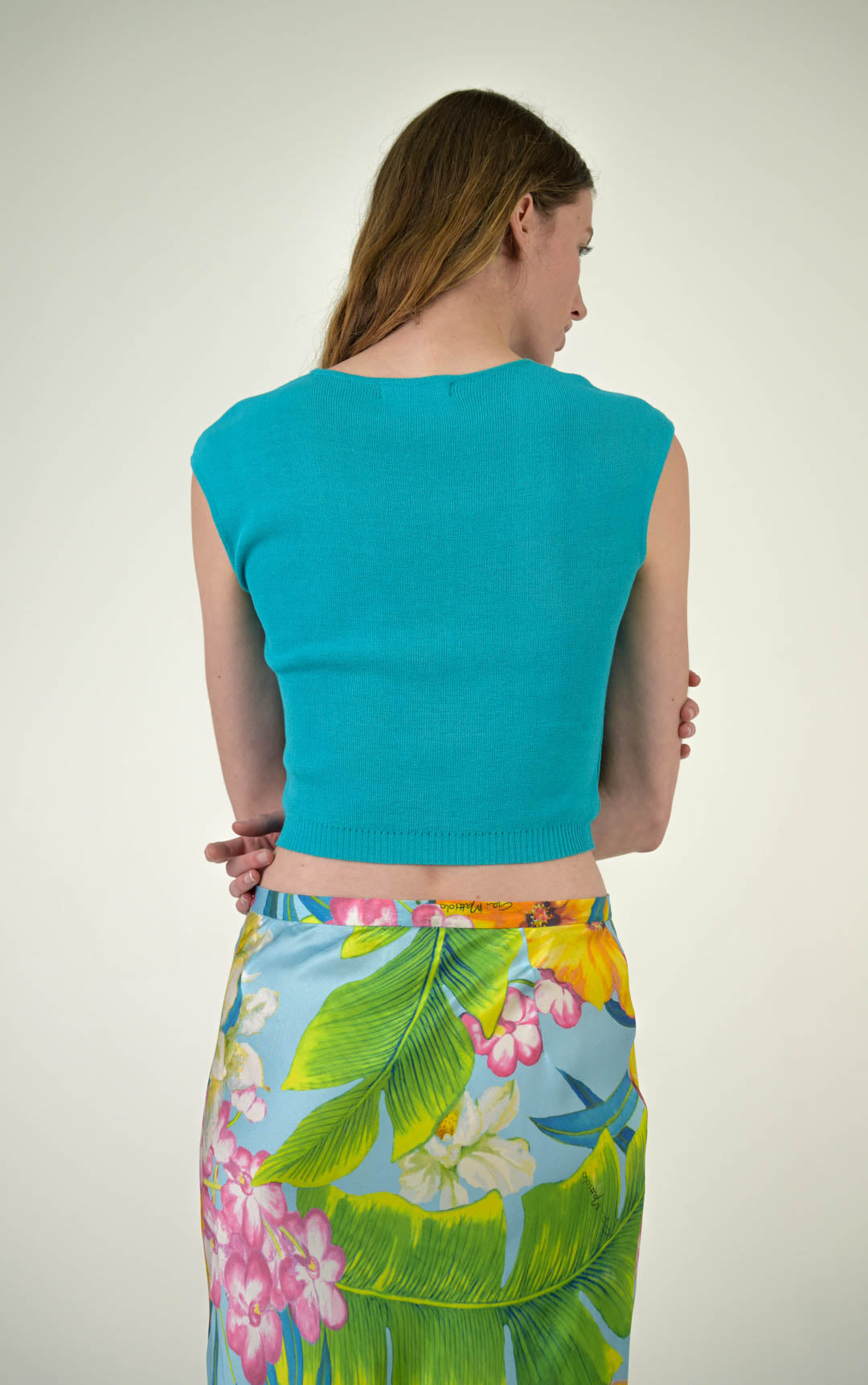 Silvia Getti Turquoise Keyhole Top