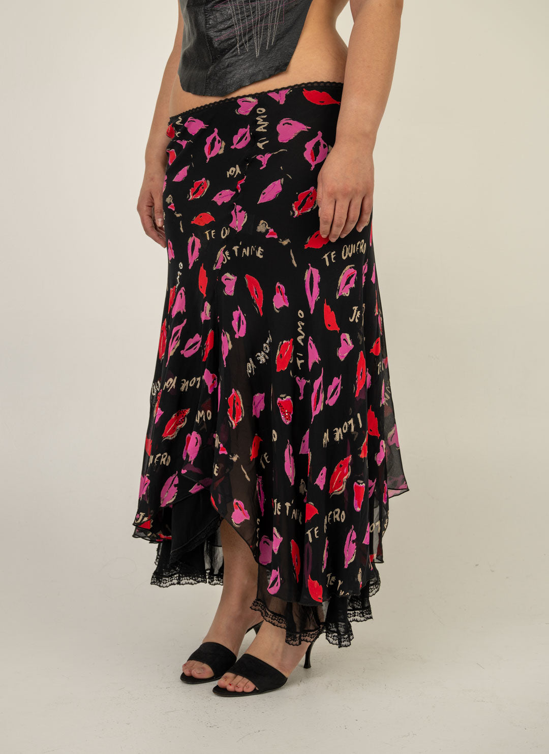 Lipstick Silk Skirt