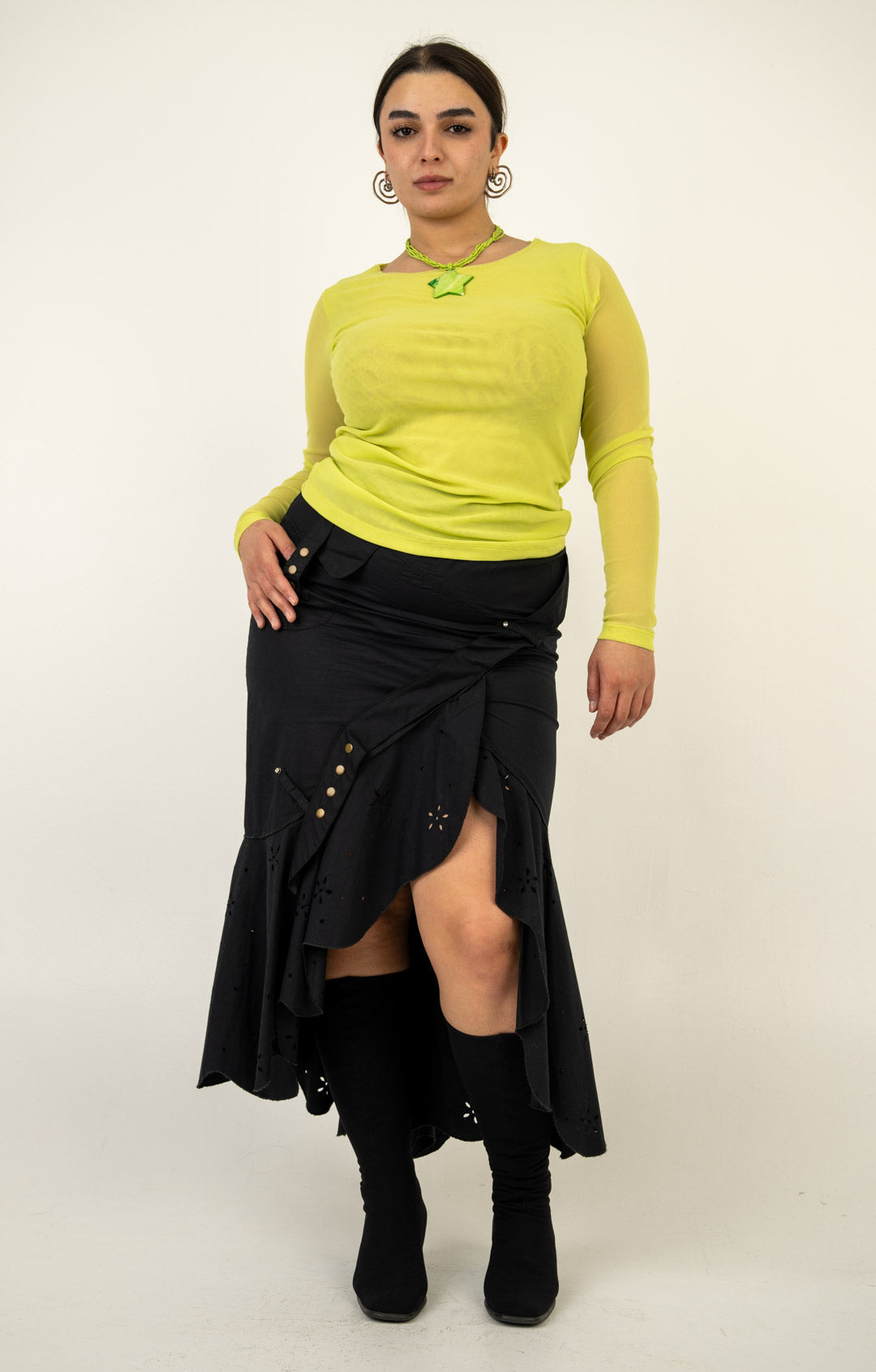 Jet Black Eyelet Skirt