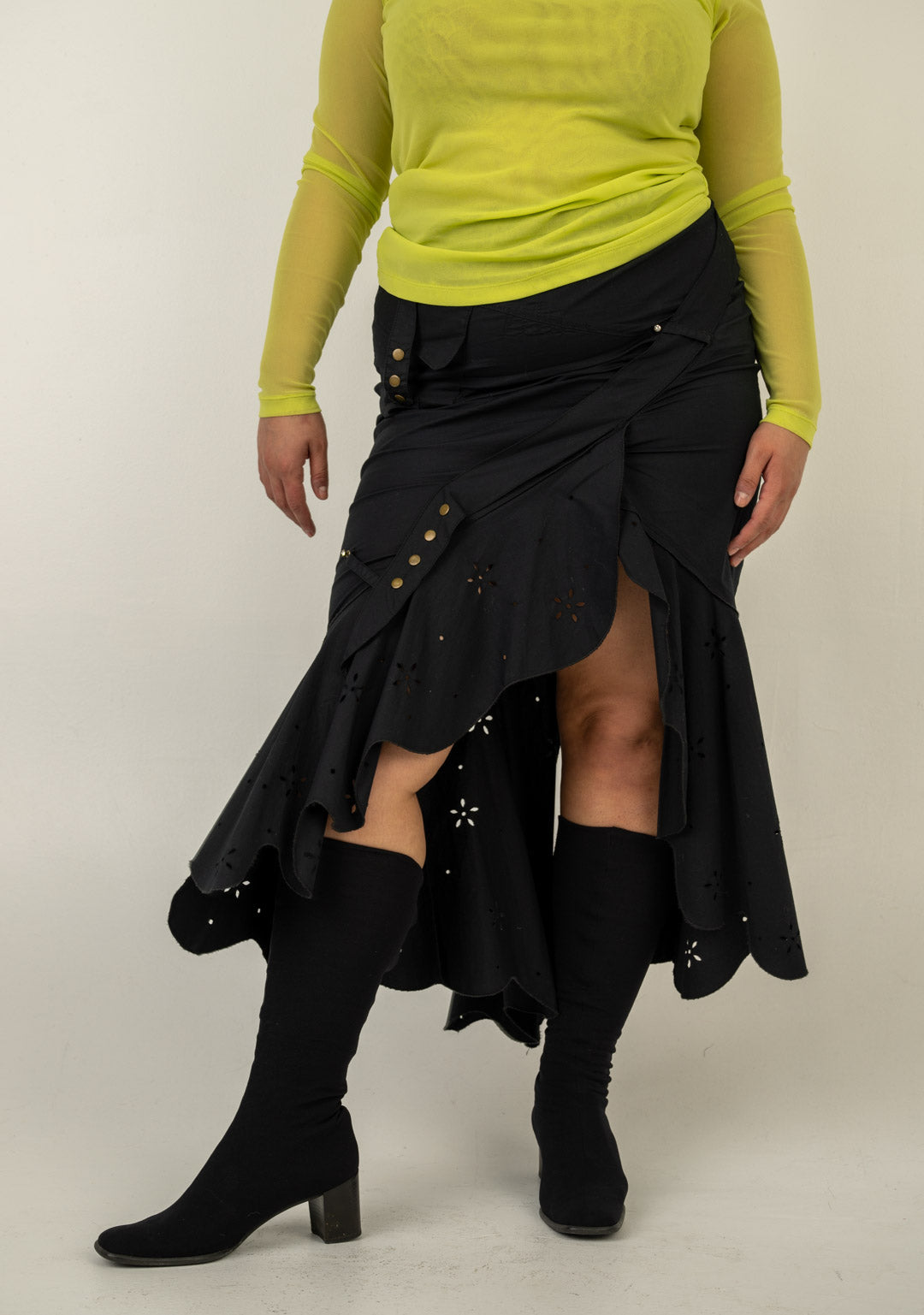 Jet Black Eyelet Skirt