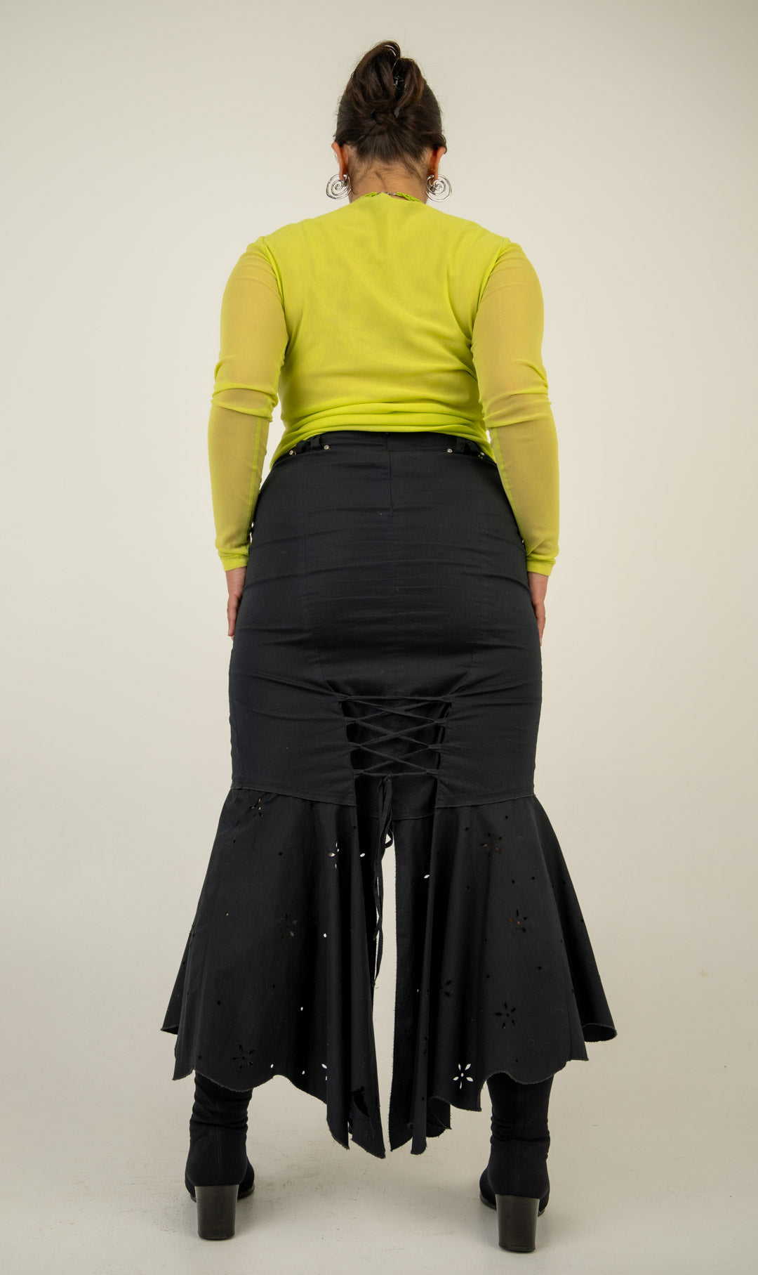 Jet Black Eyelet Skirt