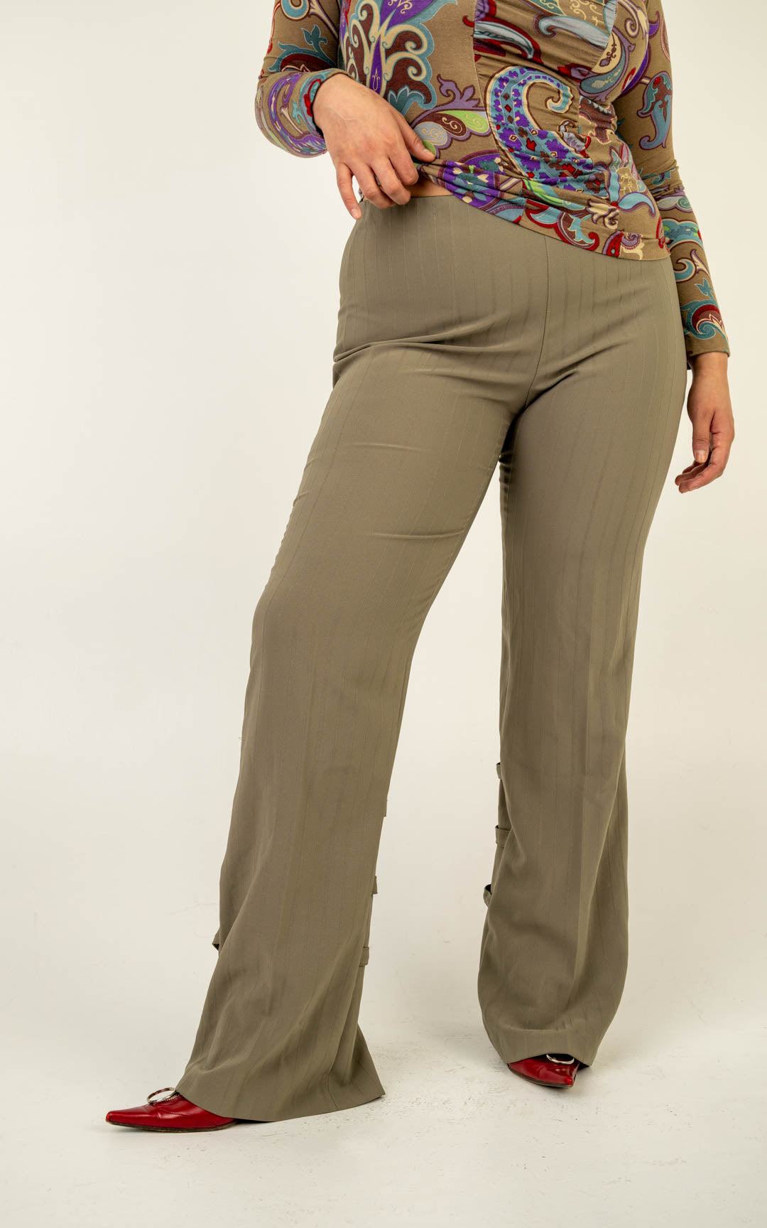 Army Buckle Pinstripe Trousers