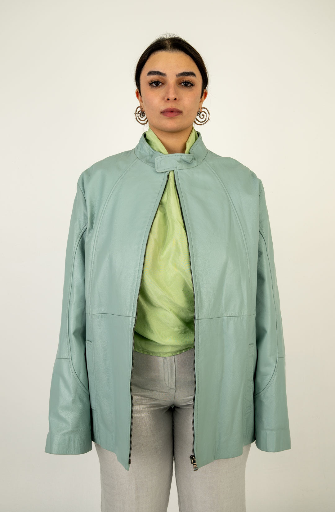 Baby Blue Leather Jacket