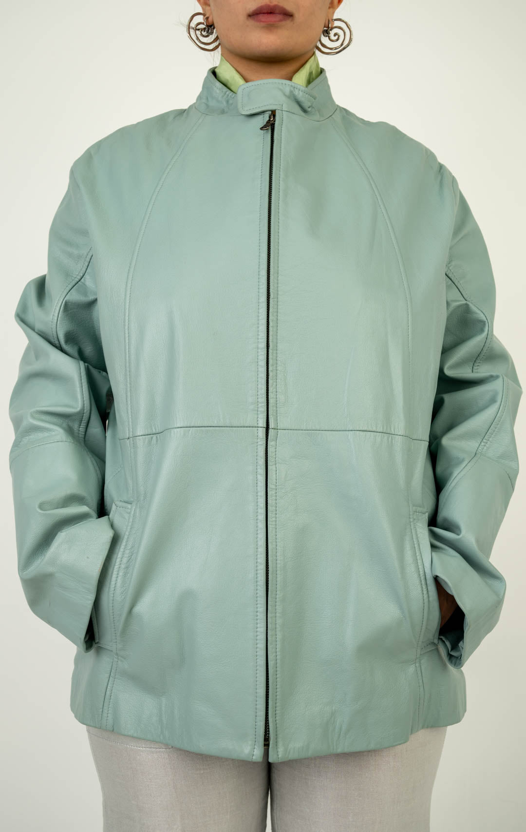 Baby Blue Leather Jacket