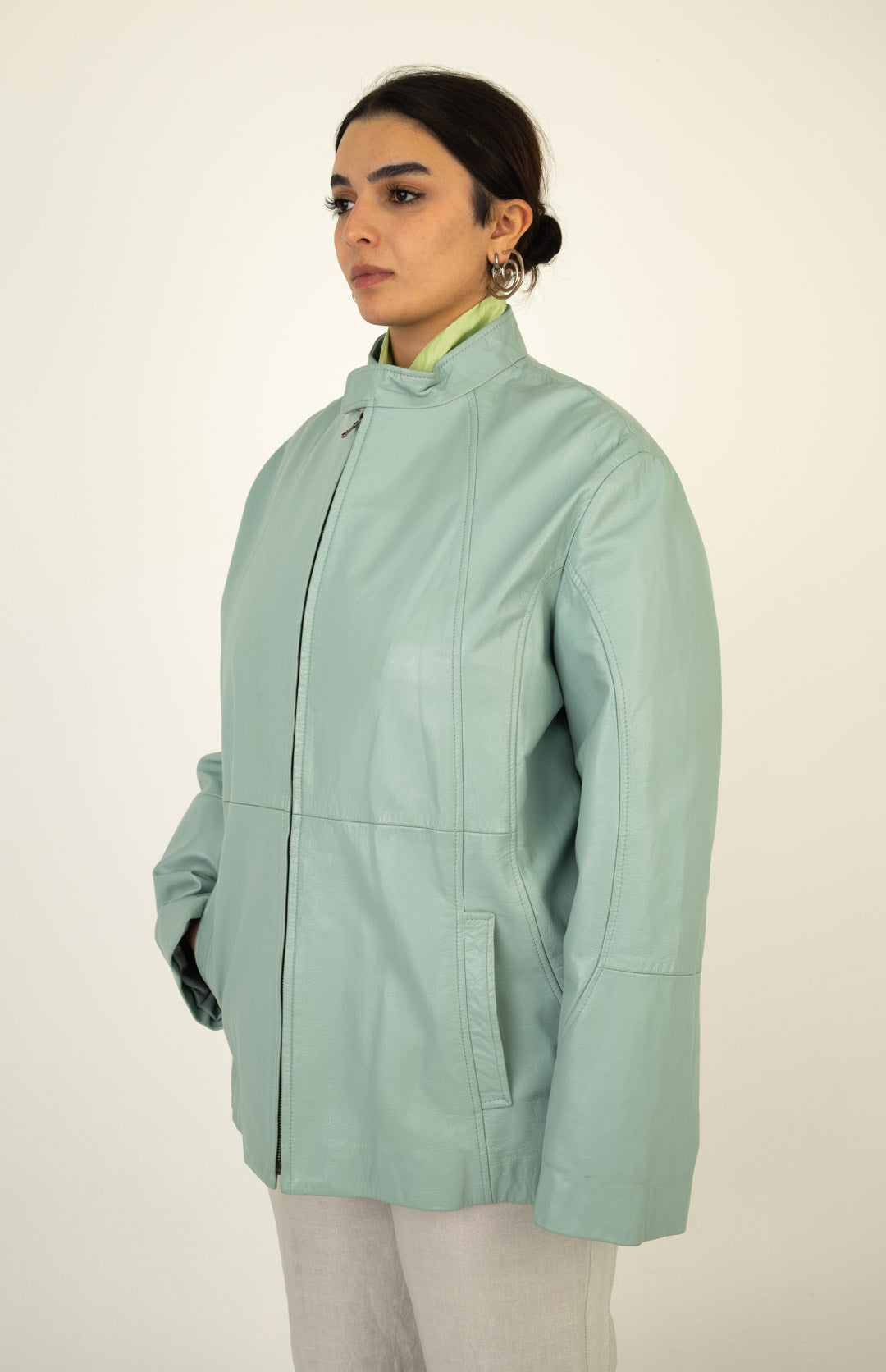Baby Blue Leather Jacket