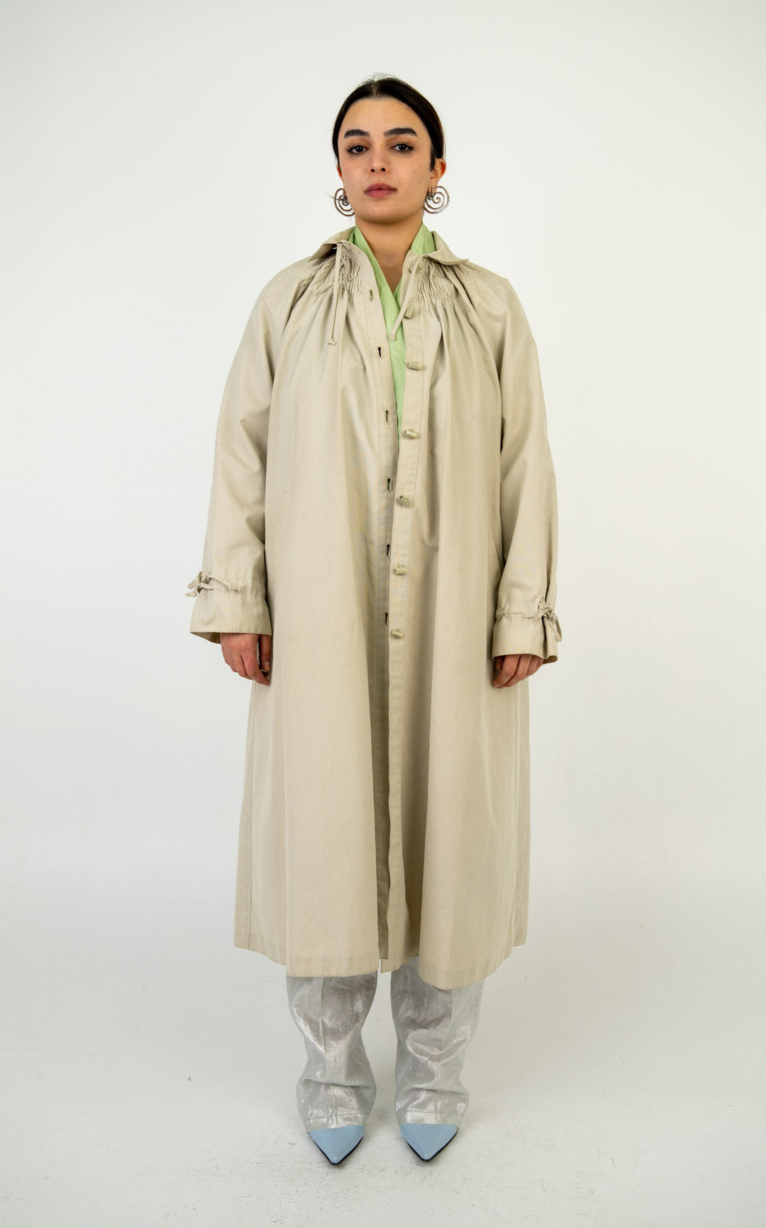 Ruched Trench Coat