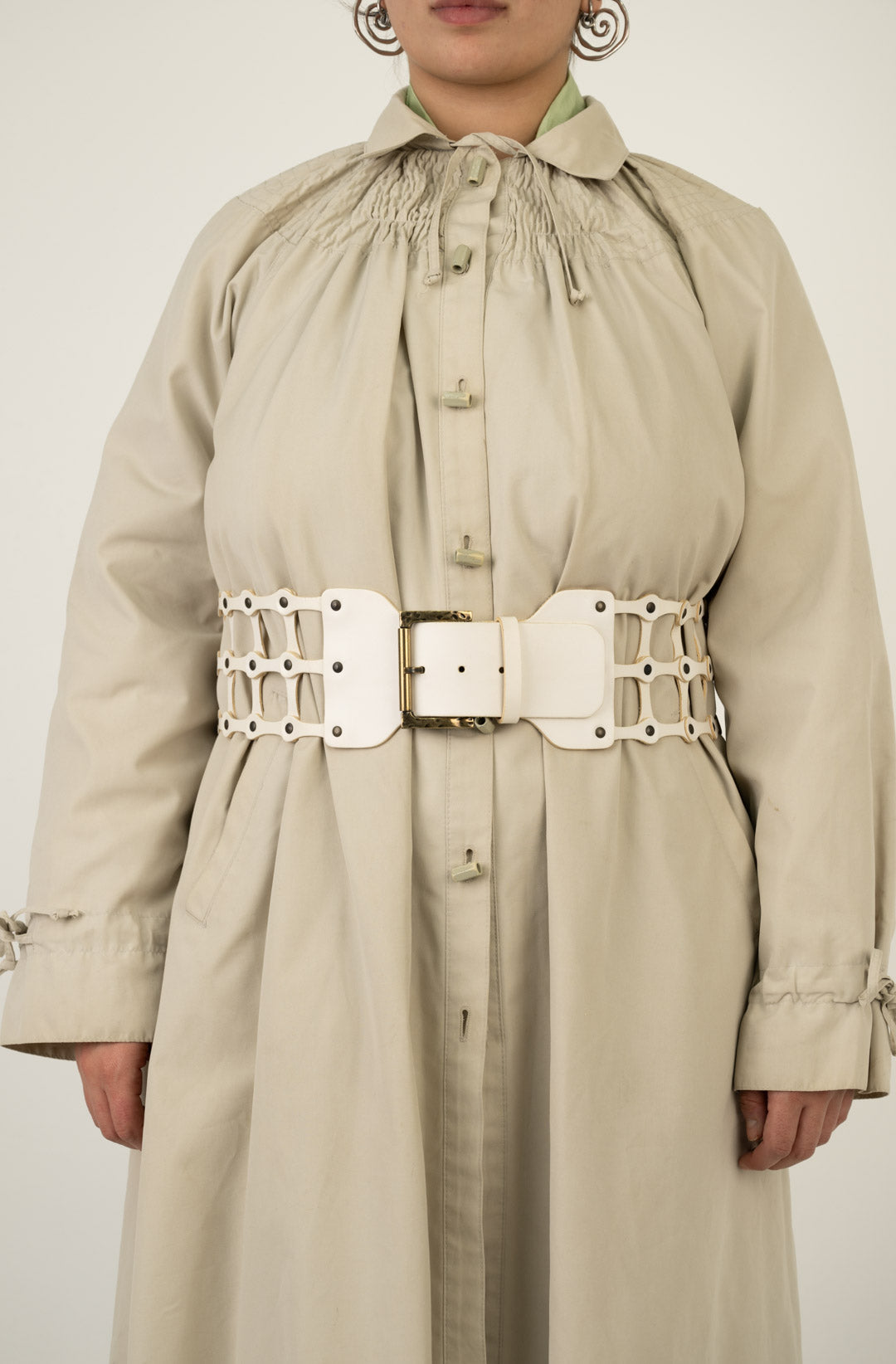 Ivory Caged Leather Belt