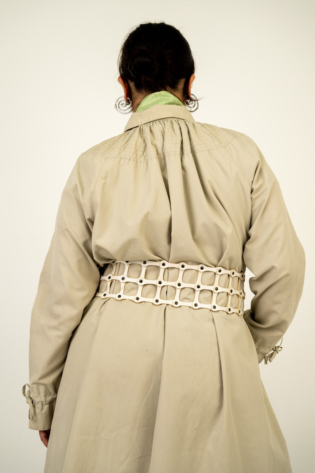 Ivory Caged Leather Belt
