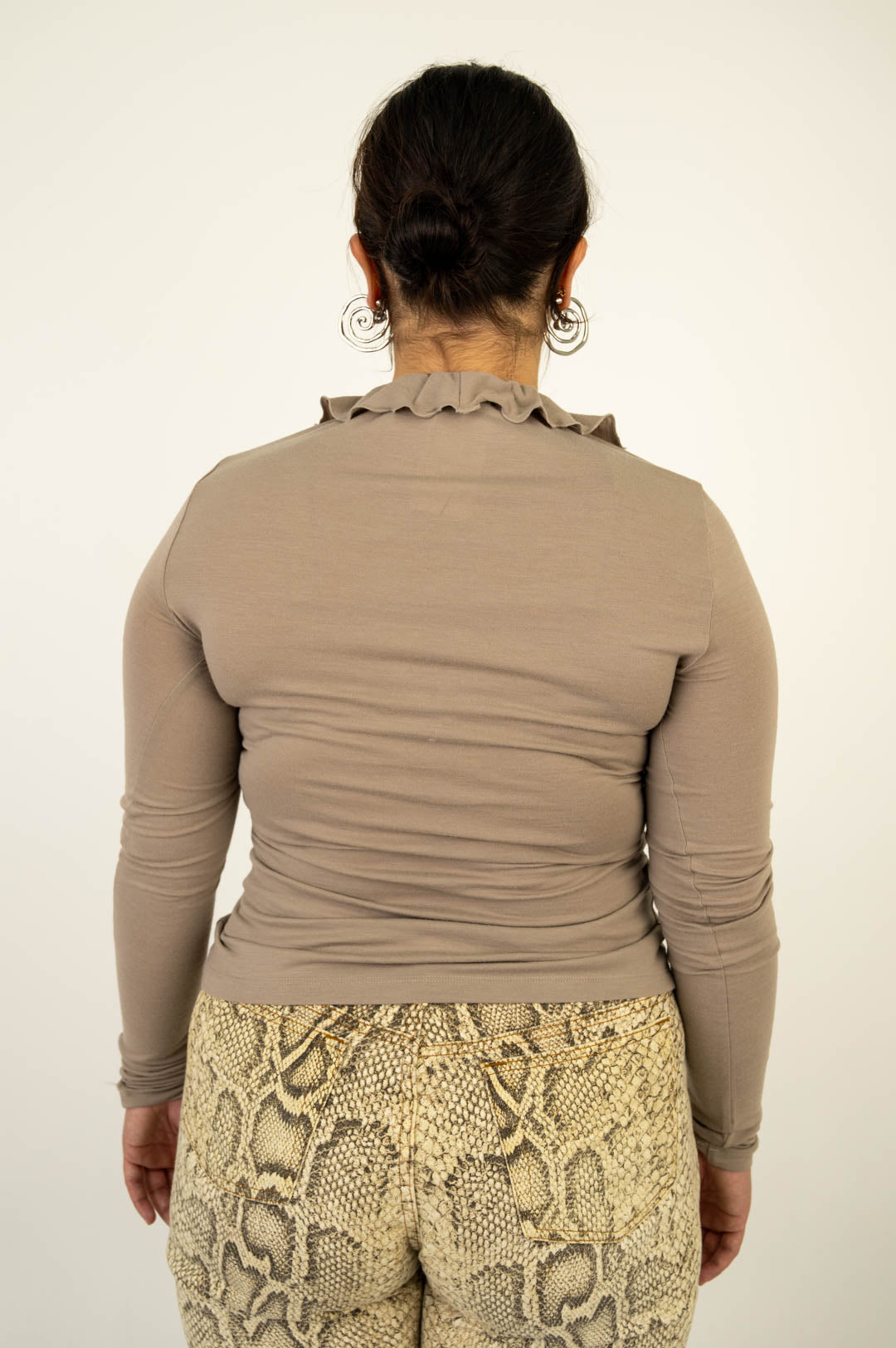 Taupe Ruffle Top