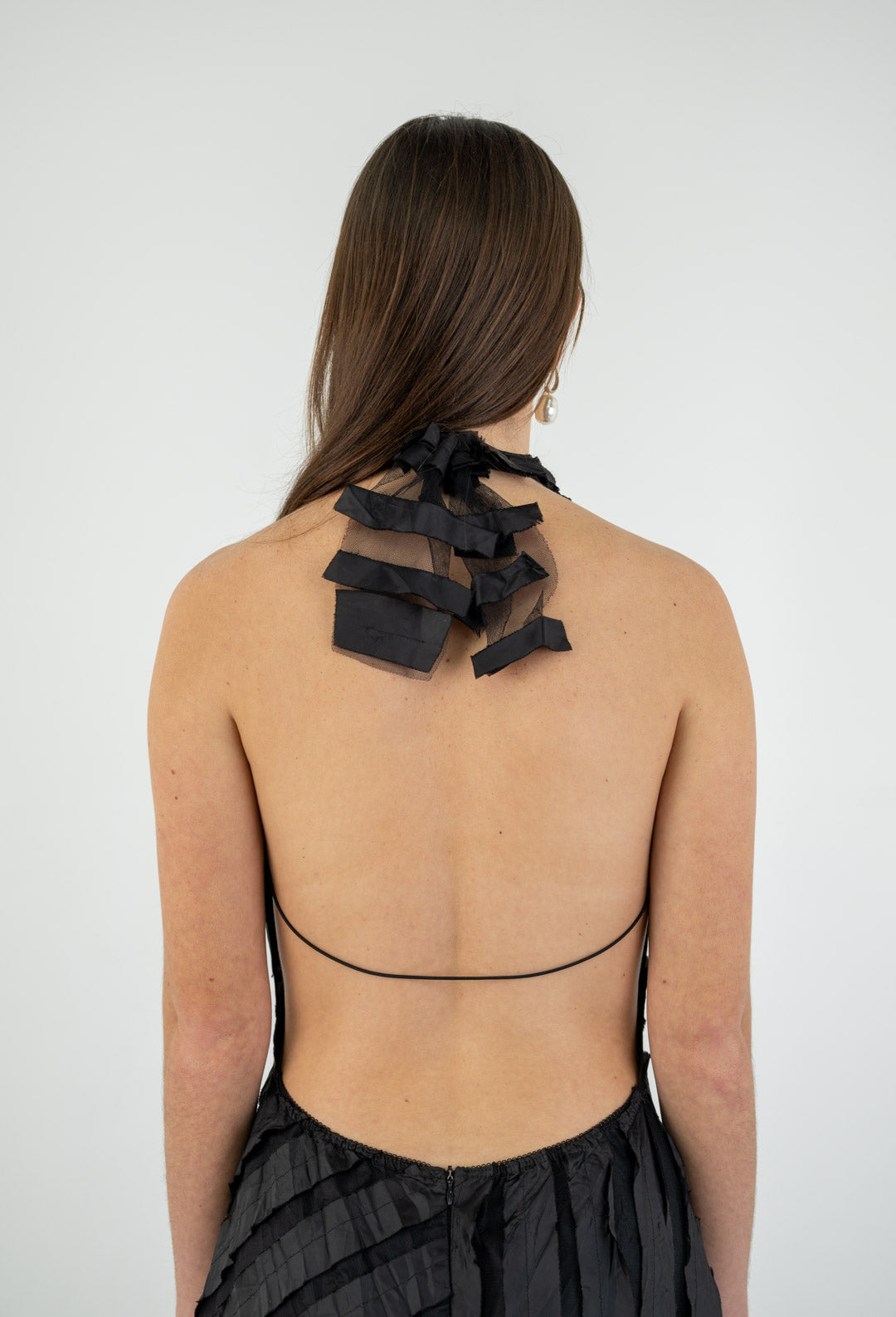 Obsidian Paneled Halter Gown