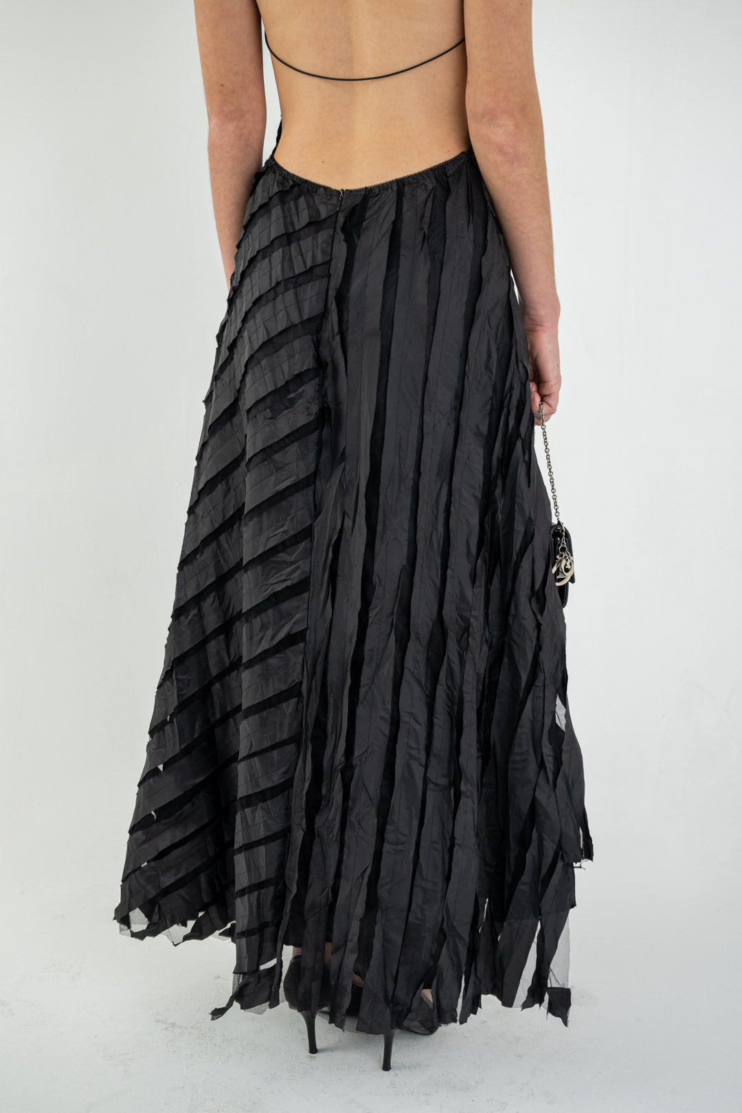 Obsidian Paneled Halter Gown