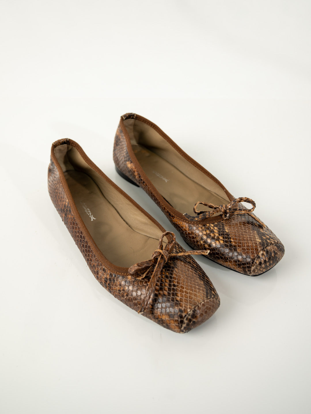 Coffee Snakeskin Ballet Flats (40)