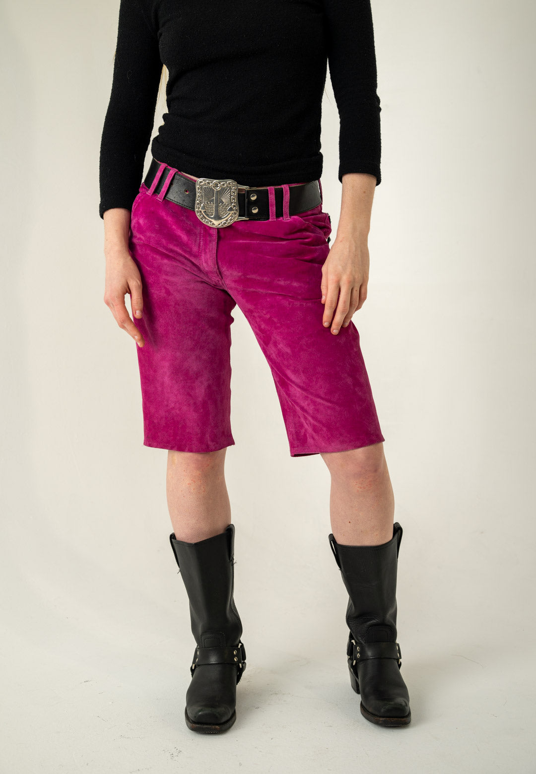 Dragonfruit Studded Leather Shorts