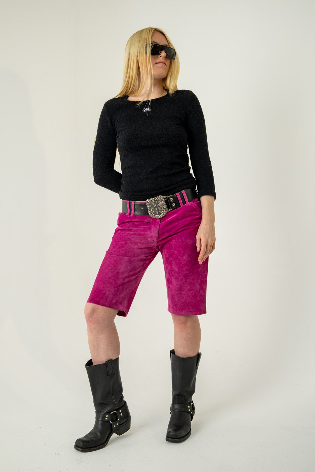 Dragonfruit Studded Leather Shorts