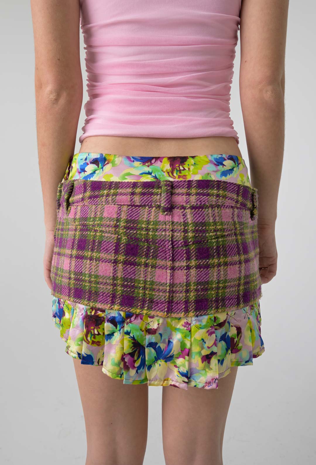 Plaid Overlay Miniskirt