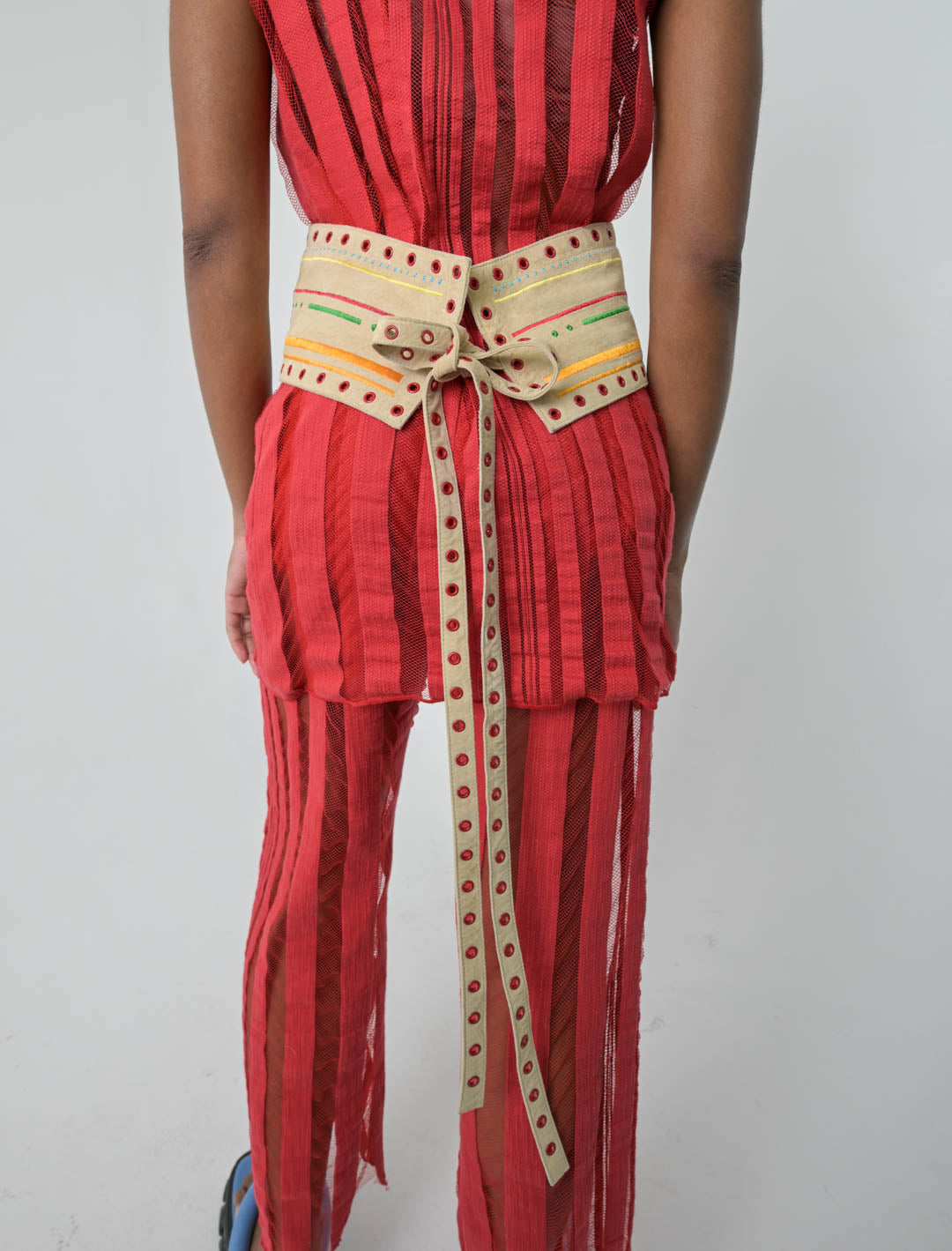 Cacharel Leather Embroidered Waist Belt