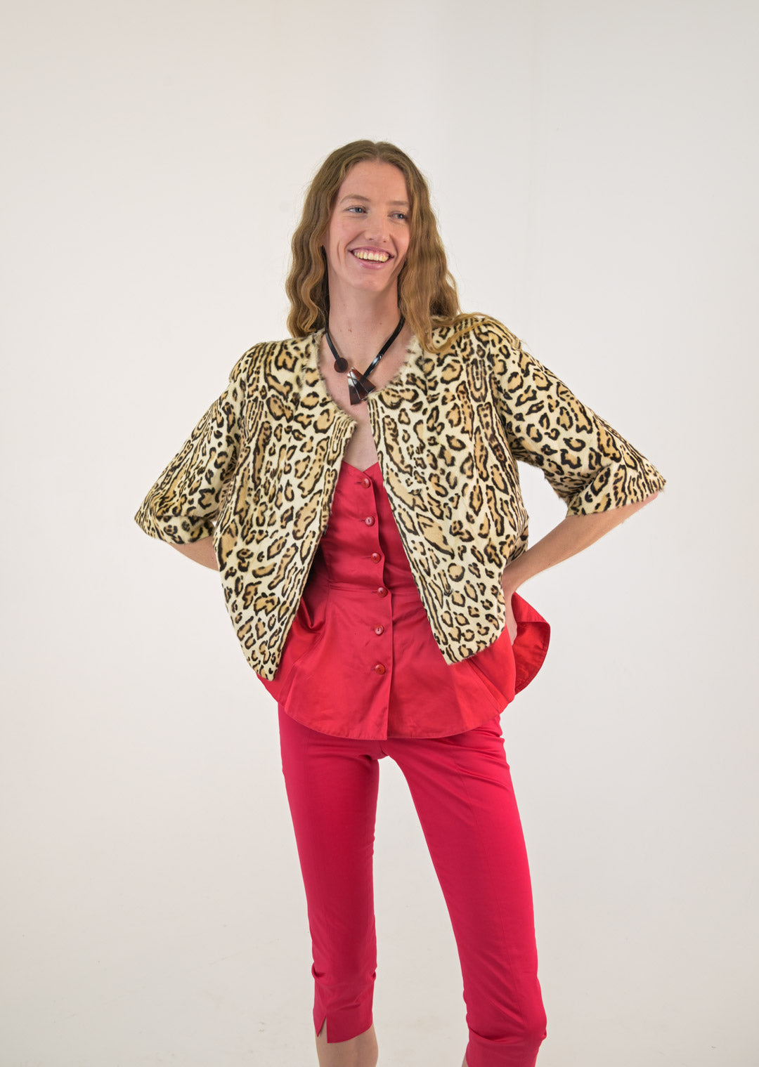 Pony Hair Leopard Cropped Jacket
