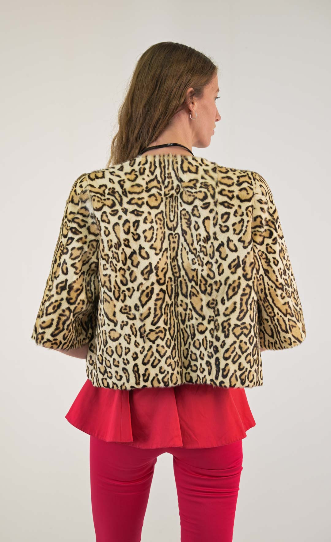 Pony Hair Leopard Cropped Jacket