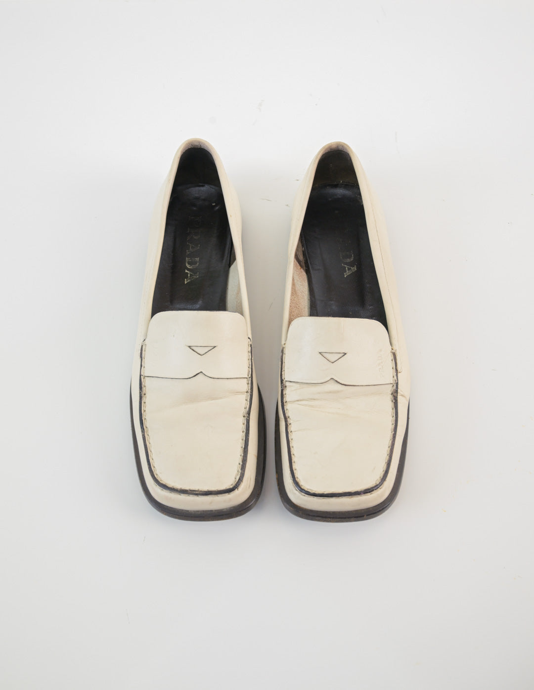 Prada Ivory Leather Loafers (38)