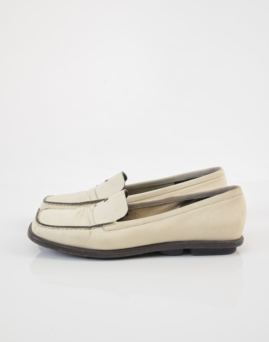 Prada Ivory Leather Loafers (38)