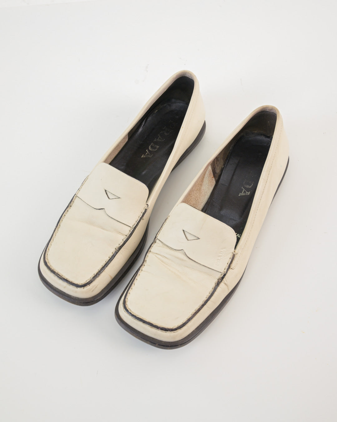 Prada Ivory Leather Loafers (38)