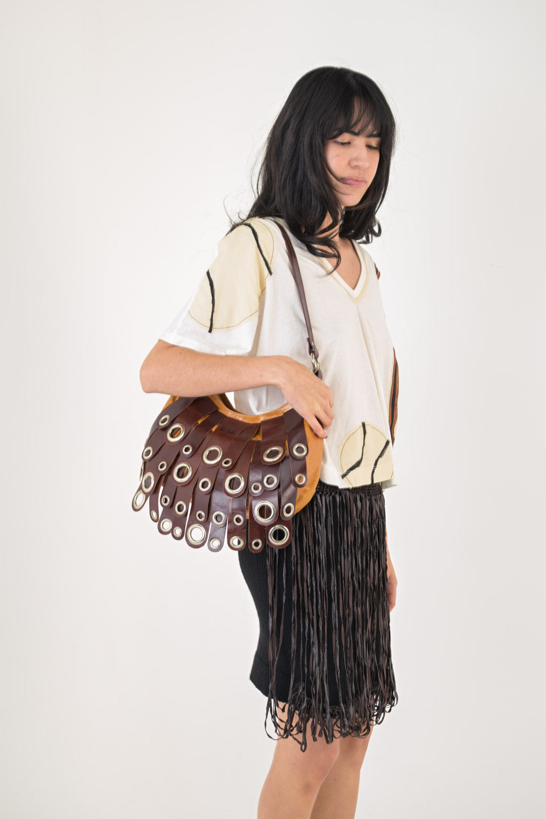 Chestnut Leather Grommet Purse