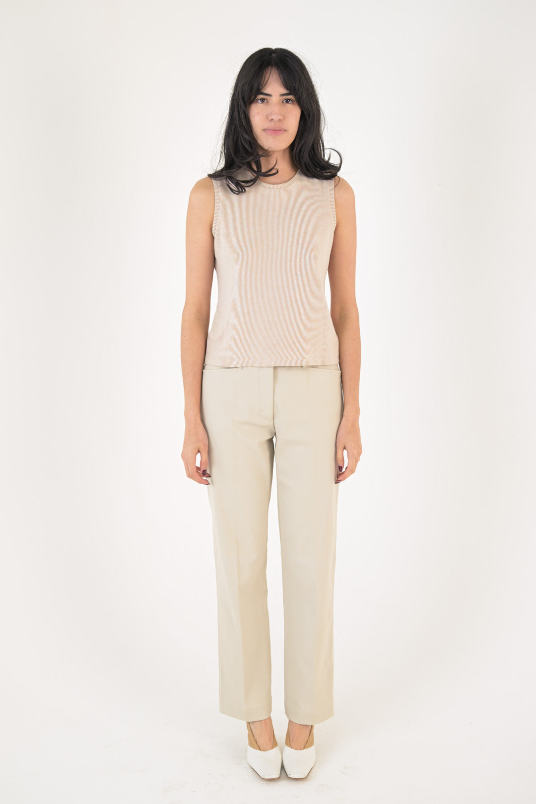 Prada Fawn Pinstripe Sleeveless Top
