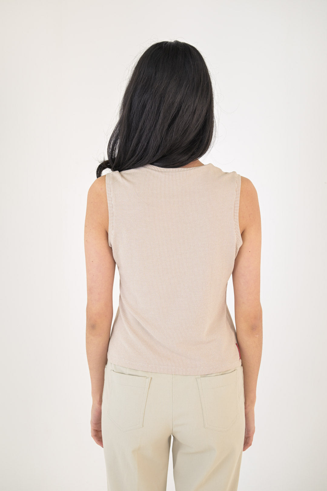 Prada Fawn Pinstripe Sleeveless Top