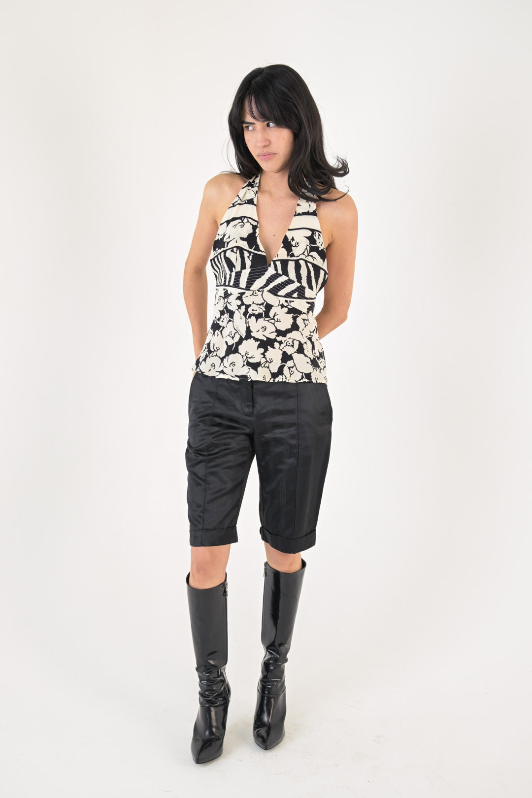 Roberto Cavalli Silk Floral Halter Top