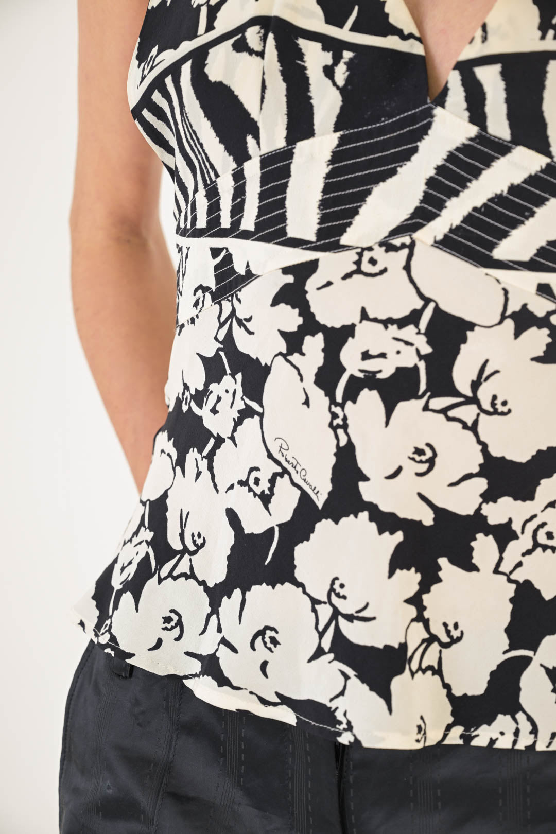 Roberto Cavalli Silk Floral Halter Top