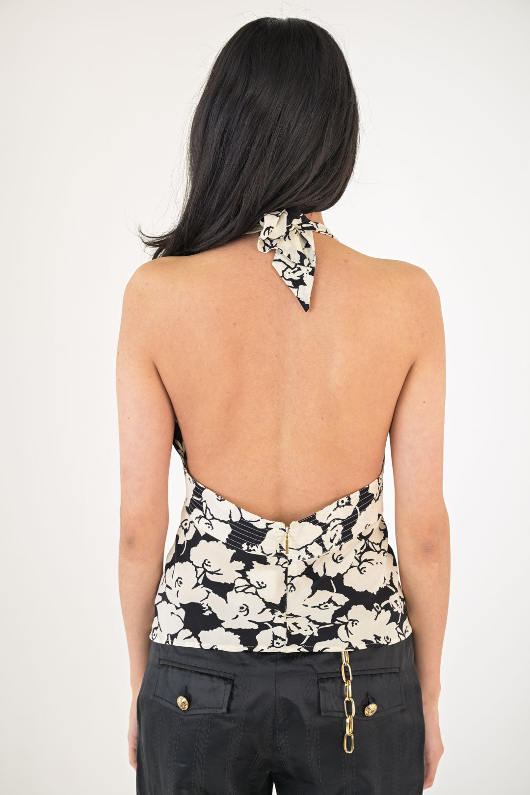 Roberto Cavalli Silk Floral Halter Top