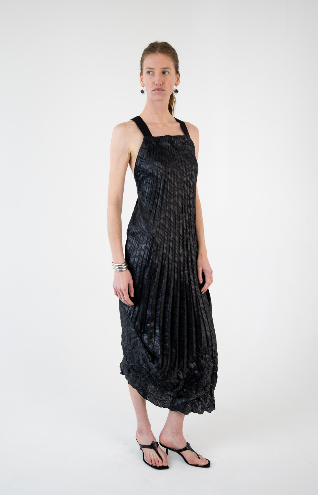 Marithé + François Girbaud Gunmetal Pleated Dress