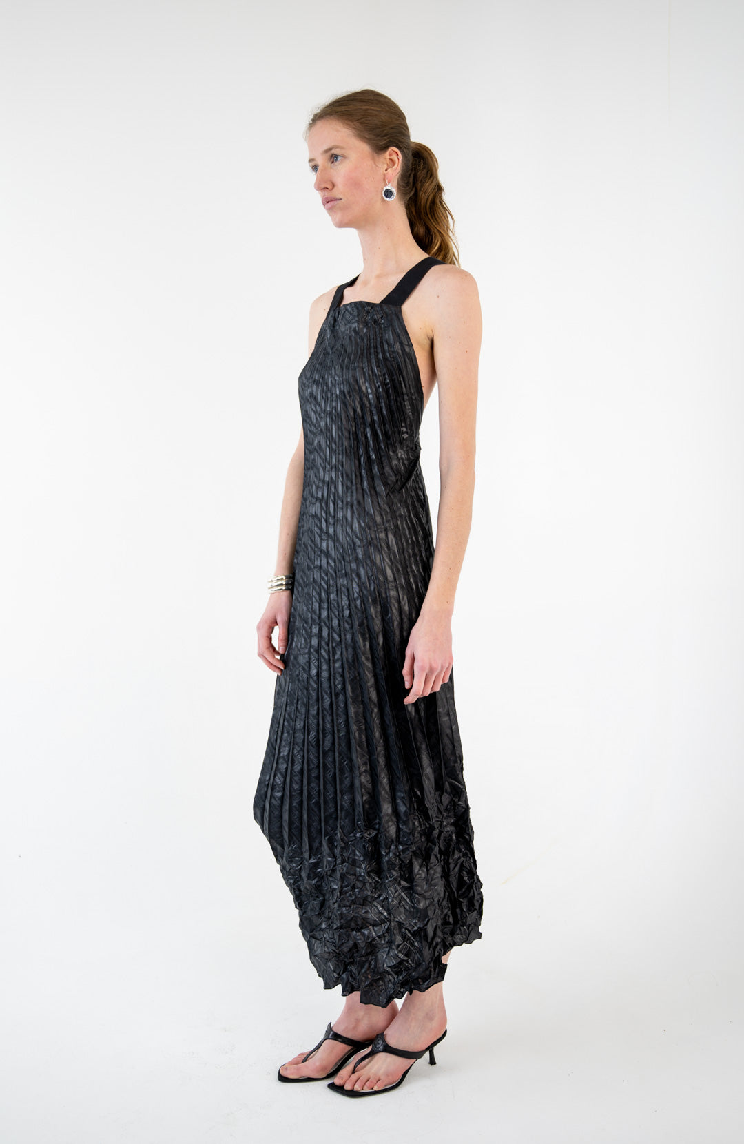 Marithé + François Girbaud Gunmetal Pleated Dress