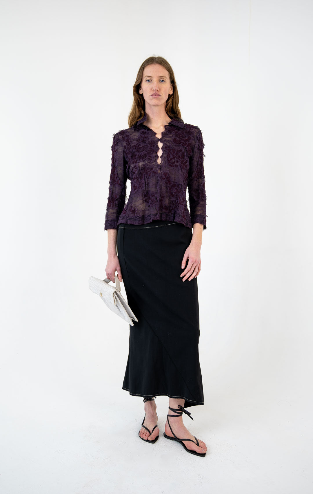 Yves Saint Laurent Plum Lace Top