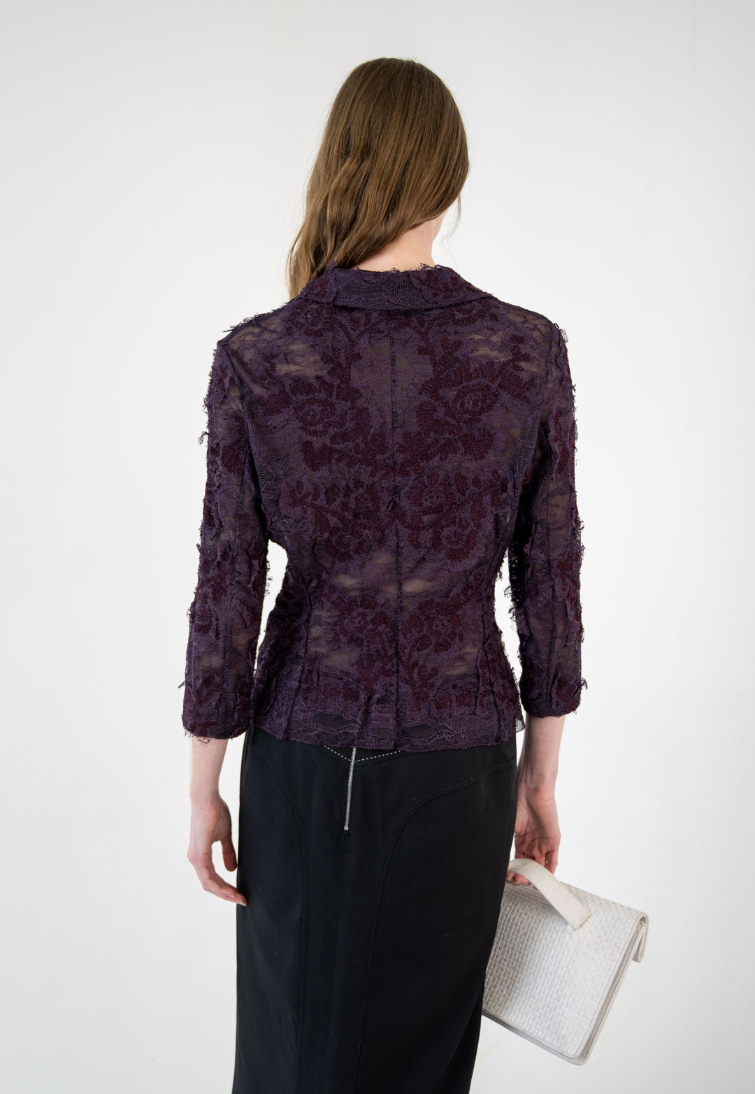 Yves Saint Laurent Plum Lace Top