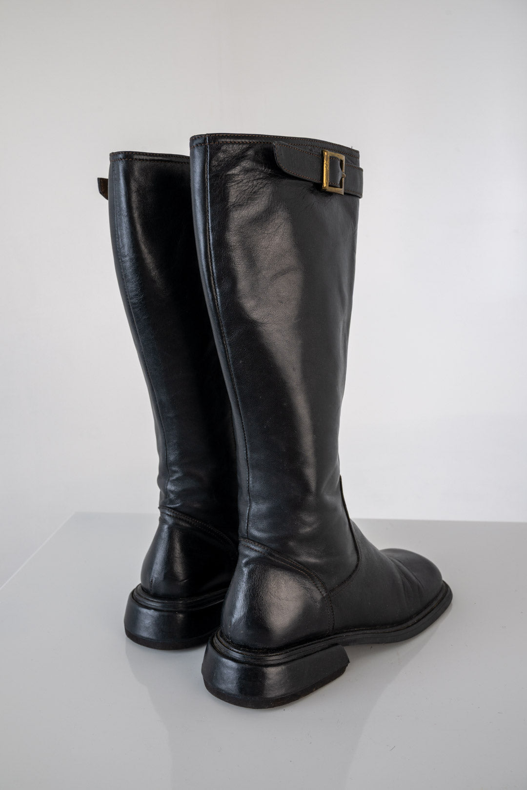 Leather Square Toe Boots (38)
