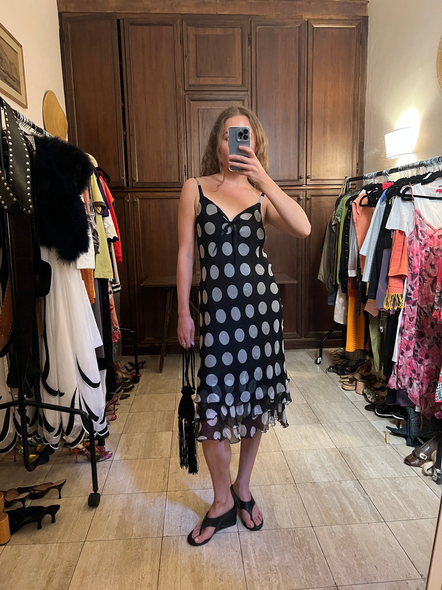 Supérior Silk Polka Dot Dress