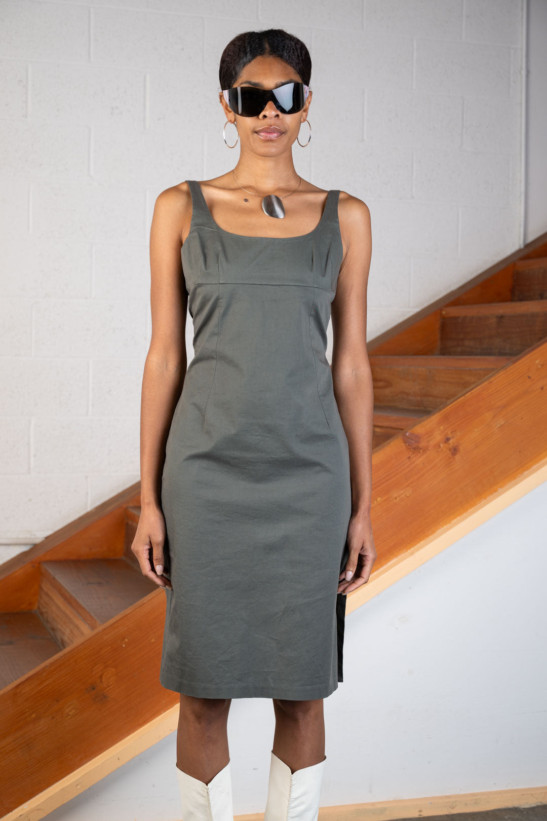 Optique Olive Dress