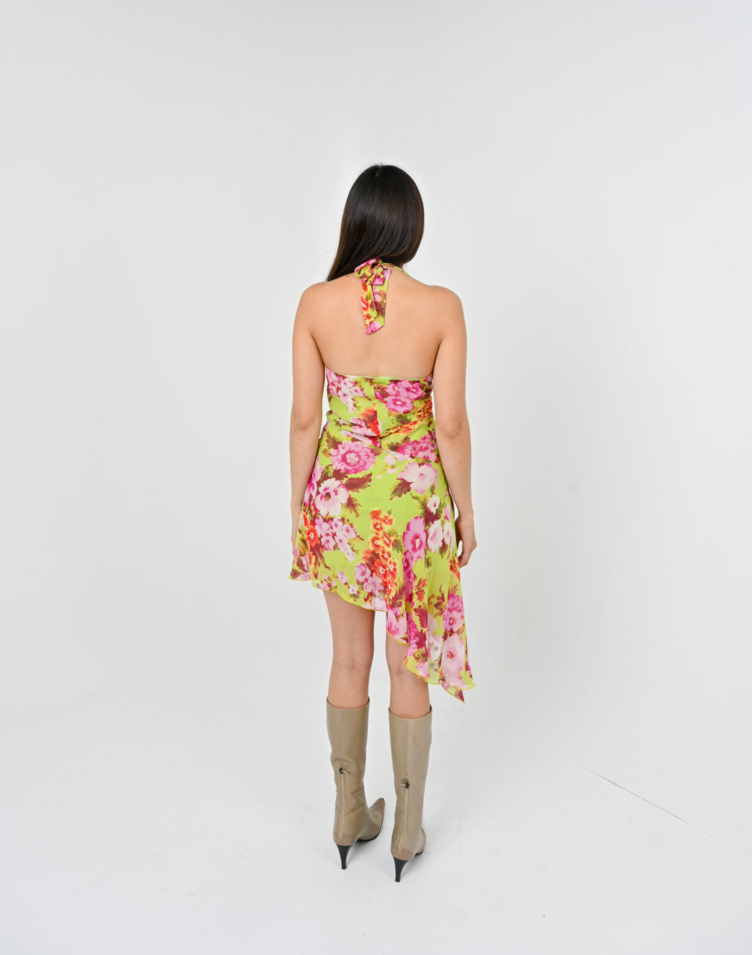 Asymmetrical Lime Floral Dress