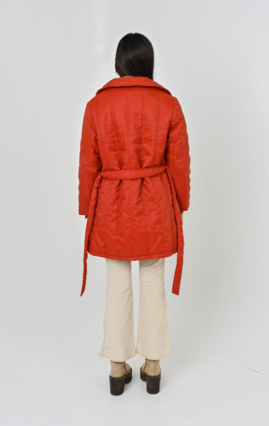 Rust Belted Puff Coat