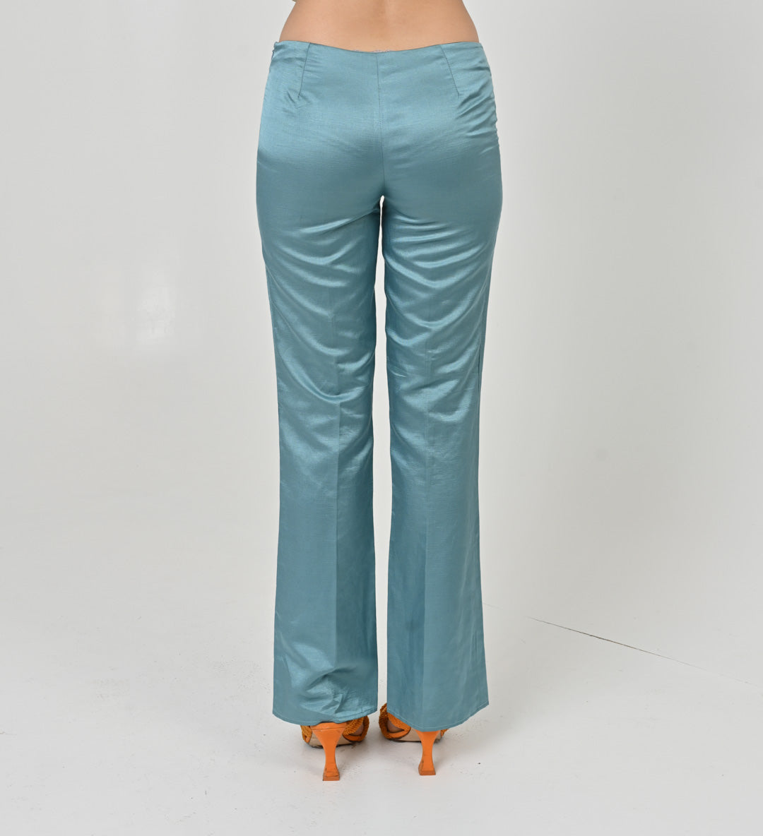 Aquamarine Sateen Flare Pants
