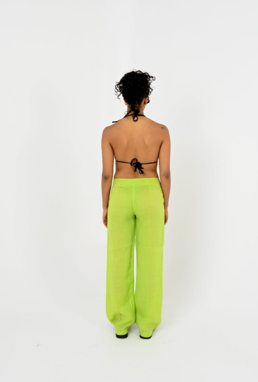 Lime Linen Pants