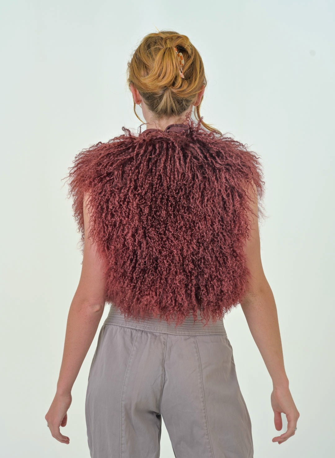 Mongolian Fur Burgundy Gilet