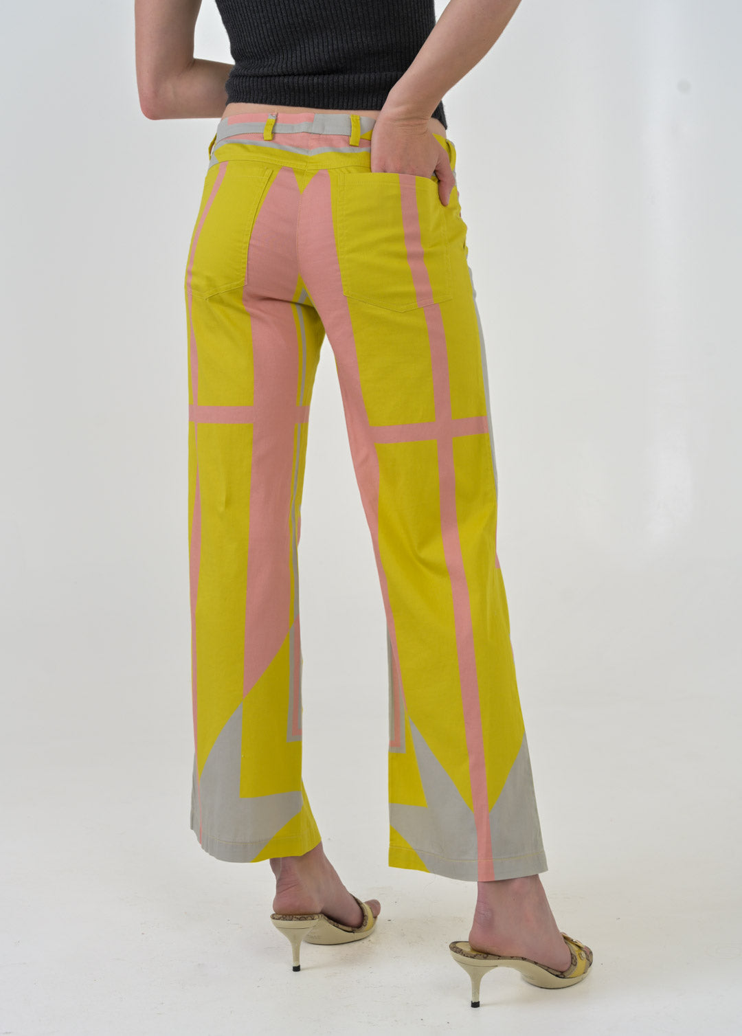 Windowpane Graphic Pants