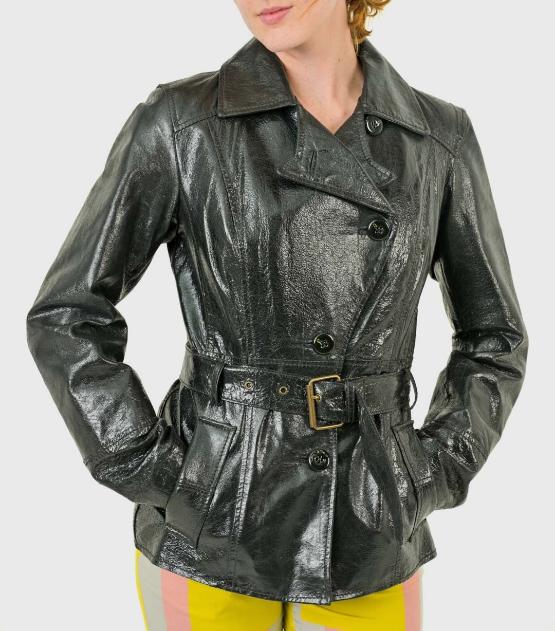 Gunmetal Patent Leather Jacket