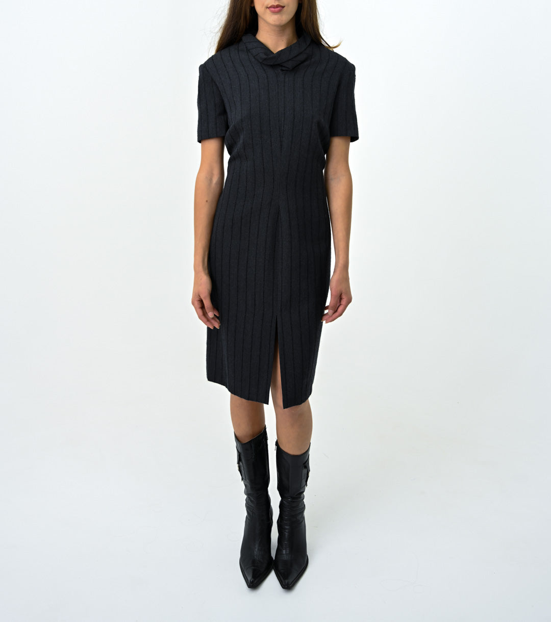 Versace Wool Cowl Neck Dress