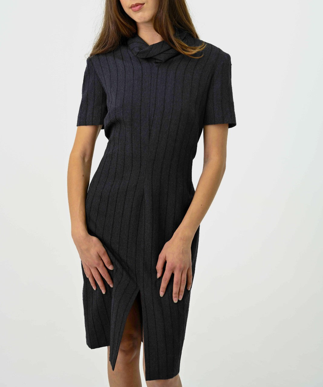 Versace Wool Cowl Neck Dress