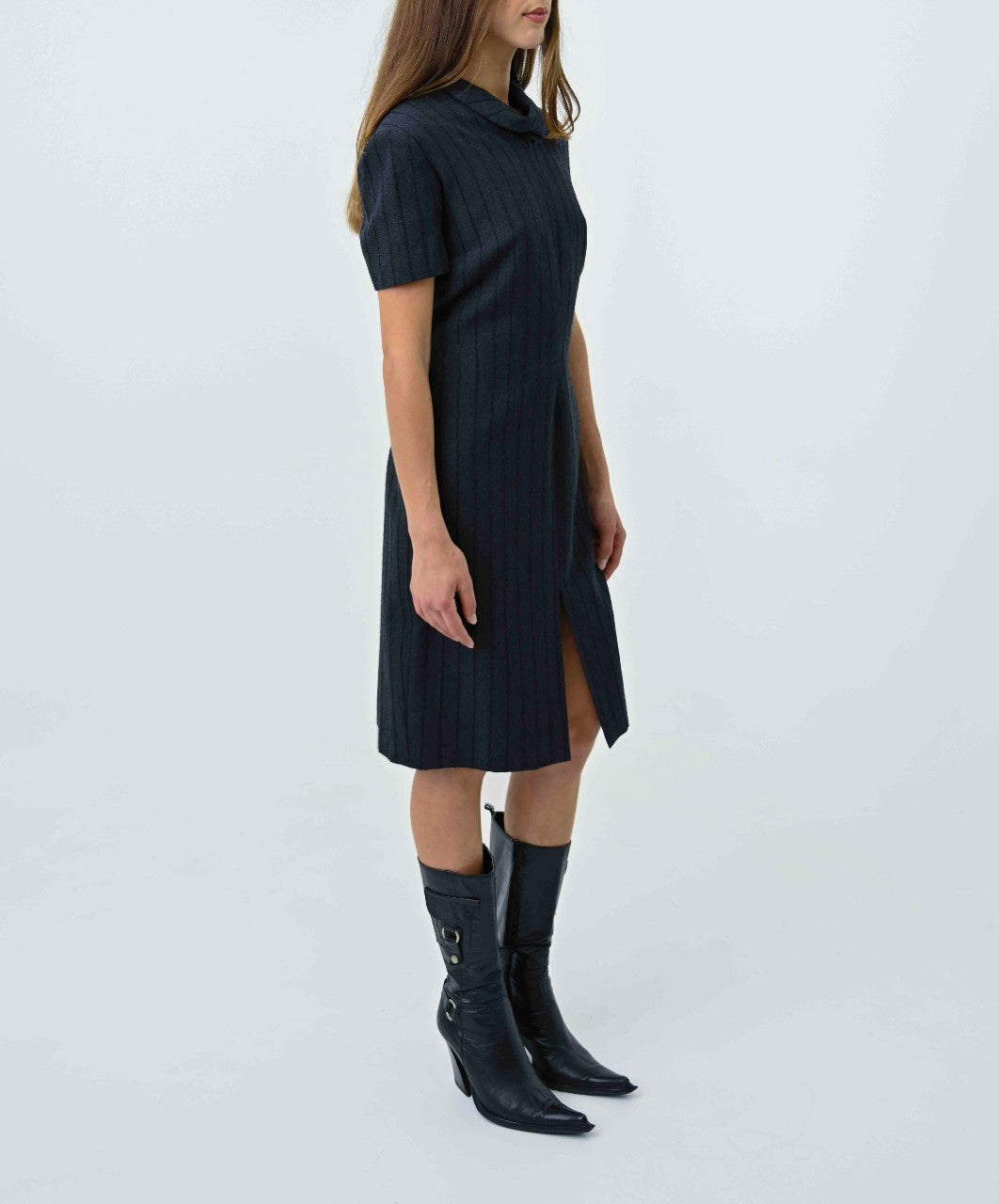 Versace Wool Cowl Neck Dress